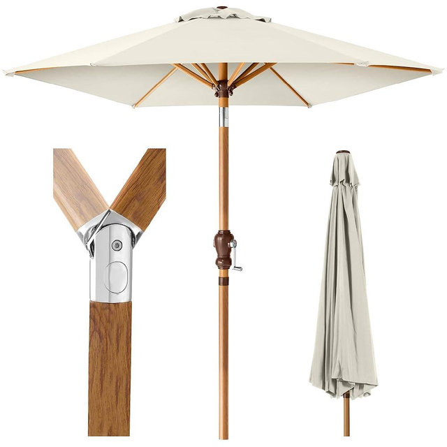 Best Choice Products 10ft Outdoor Table Compatible Steel Polyester Market Patio Umbrella w/Crank and Easy Push Button Tilt