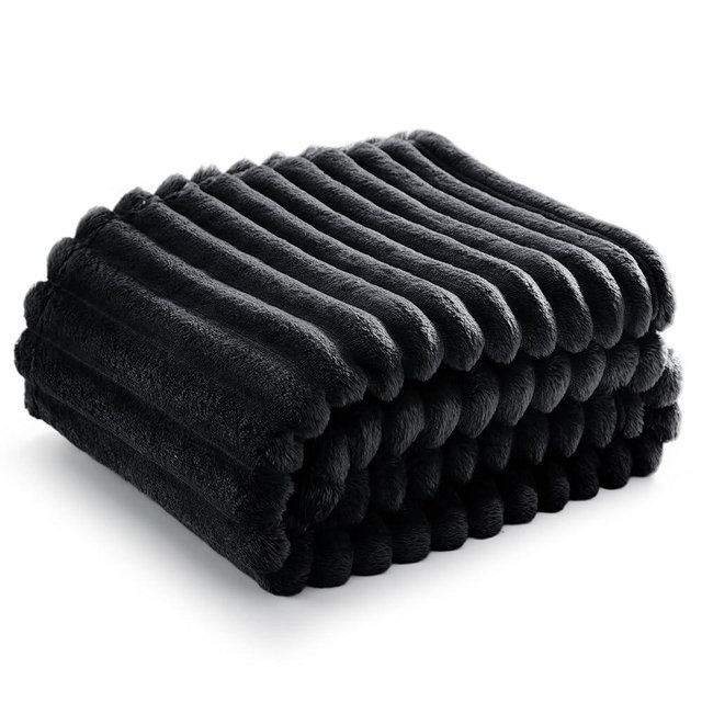 Bedsure Black Fleece Blanket for Couch - Super Soft Cozy Blankets for Women, Cute Small Blanket for Girls, 50x70 Inches