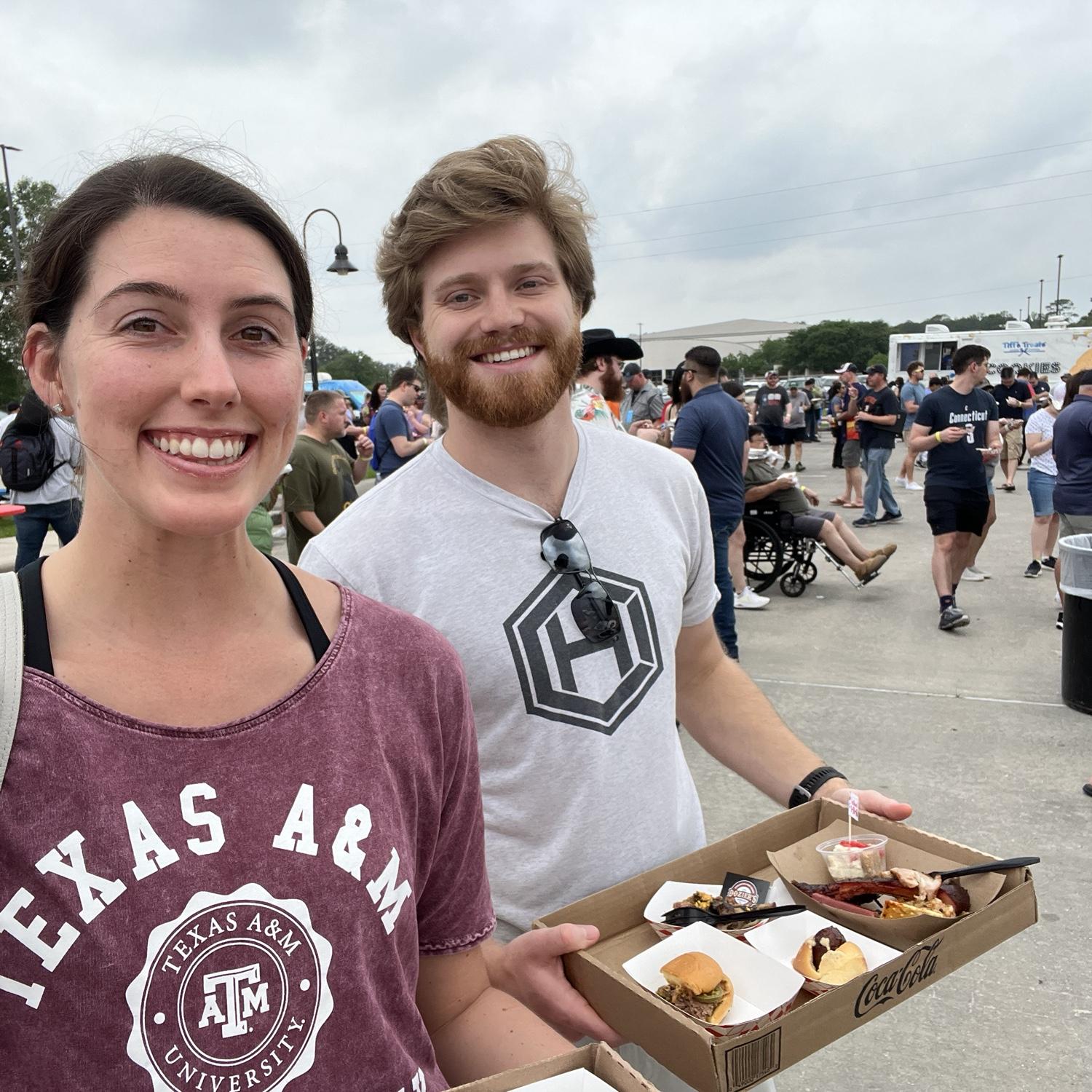 April 2023: Their love of food grew to be an iconic part of their friendship at the Houston BBQ festival… halfsies!