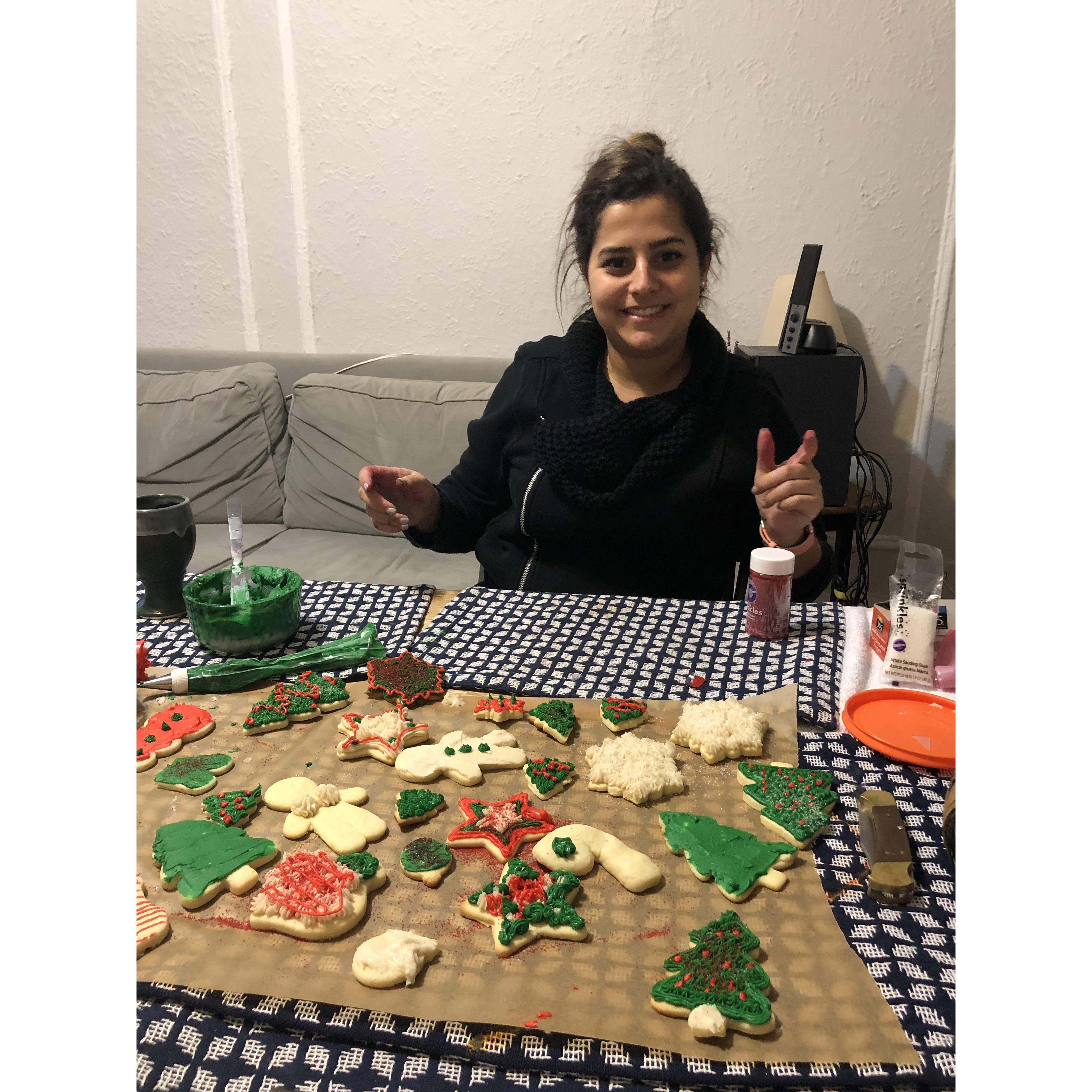 Friends Christmas, NYC 2018 with Luther and Angela, making sugar cookies!