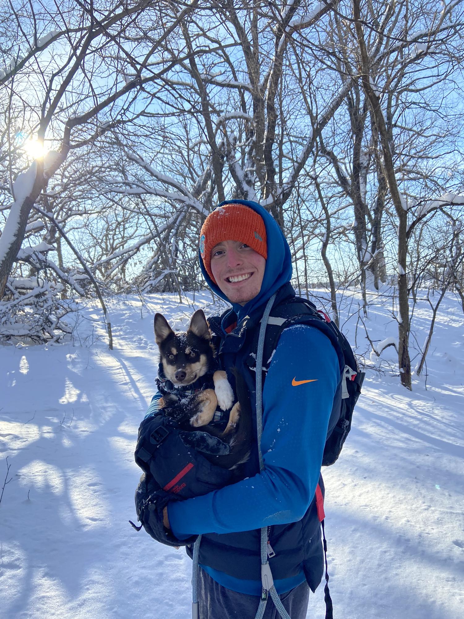 Jake and our baby, Rishi, on his first snowshoeing adventure!