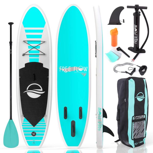 SereneLife Inflatable Stand Up Paddle Board (6 Inches Thick) with Premium SUP Accessories Carry Bag | Wide Stance, Bottom Fin for Paddling, Surf Control, Non-Slip Deck | Youth Adult Standing Boat