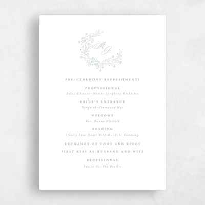 White Wedding Program - Sequoia
