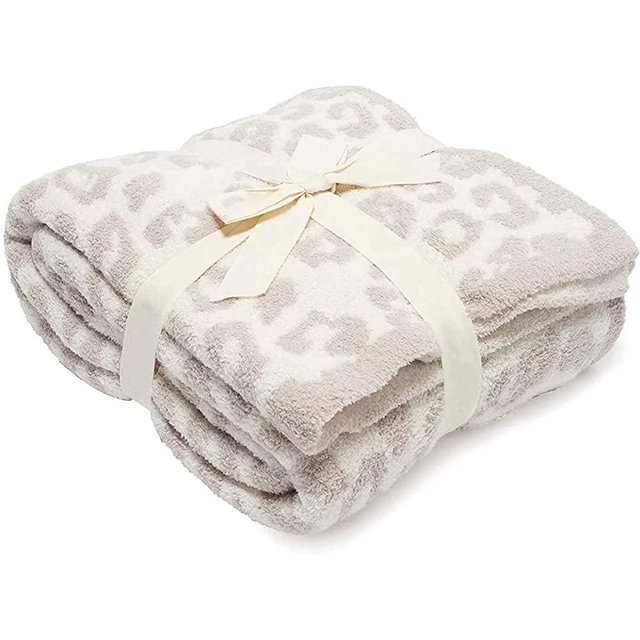 Luxury Fleece Leopard Throw Blanket Super Soft Lightweight Washable Blanket for Chair, Sofa, Couch, Bed, Camping, Travel,50x60 inch,Stone/Cream
