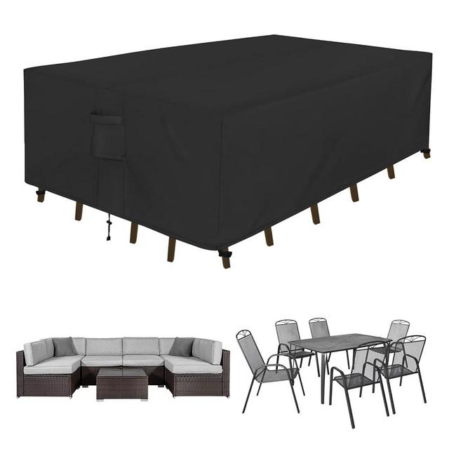 Easy-Going Rectangle Patio Furniture Cover Waterproof Outdoor Dining Table and Chair Cover Anti-UV Outside Sectional Sofa Set Covers (98"L x 78"W x 32"H, Black)