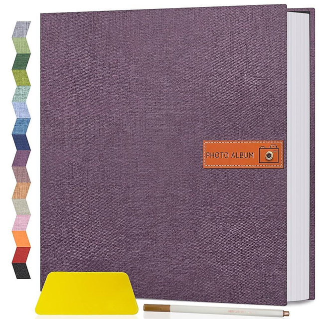 Popotop Large Photo Album Self Adhesive 4x6 5x7 8x10 Scrapbook Album DIY Picture Book,Gifts for Mom,Family Baby and Wedding,with Metal Pen and Plastic Board
