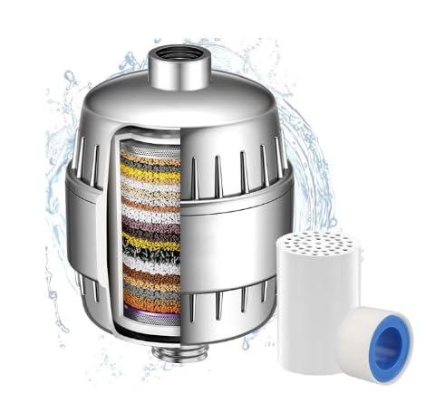ZGMEH 20 Stage Shower Head Filter - 1 Cartridges,Hard Water Filter,99% Remove Chlorine, Fluoride,Heavy Metals and Harmful Impurities,High Output Showerhead Filters for Improving Skin and Hair,Chrome