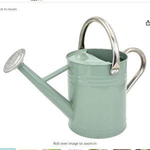 Metal Watering Can for Outdoor Plants, Cream Green