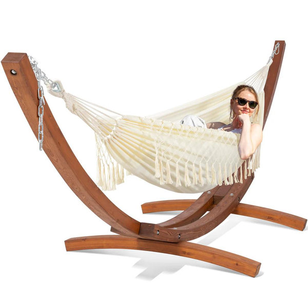 Tree Hammock with Arc Wooden Arc Stand for 2 Person Outdoor & Patio | SUNCREAT