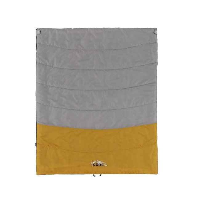 CORE 50 Degree Double Sleeping Bag | Adult 2 Person Queen Size Sleep Sack | Perfect for Indoor or Outdoor Use, Camping, Hiking, & Sleepovers | Ideal for Warm 3 Season Weather