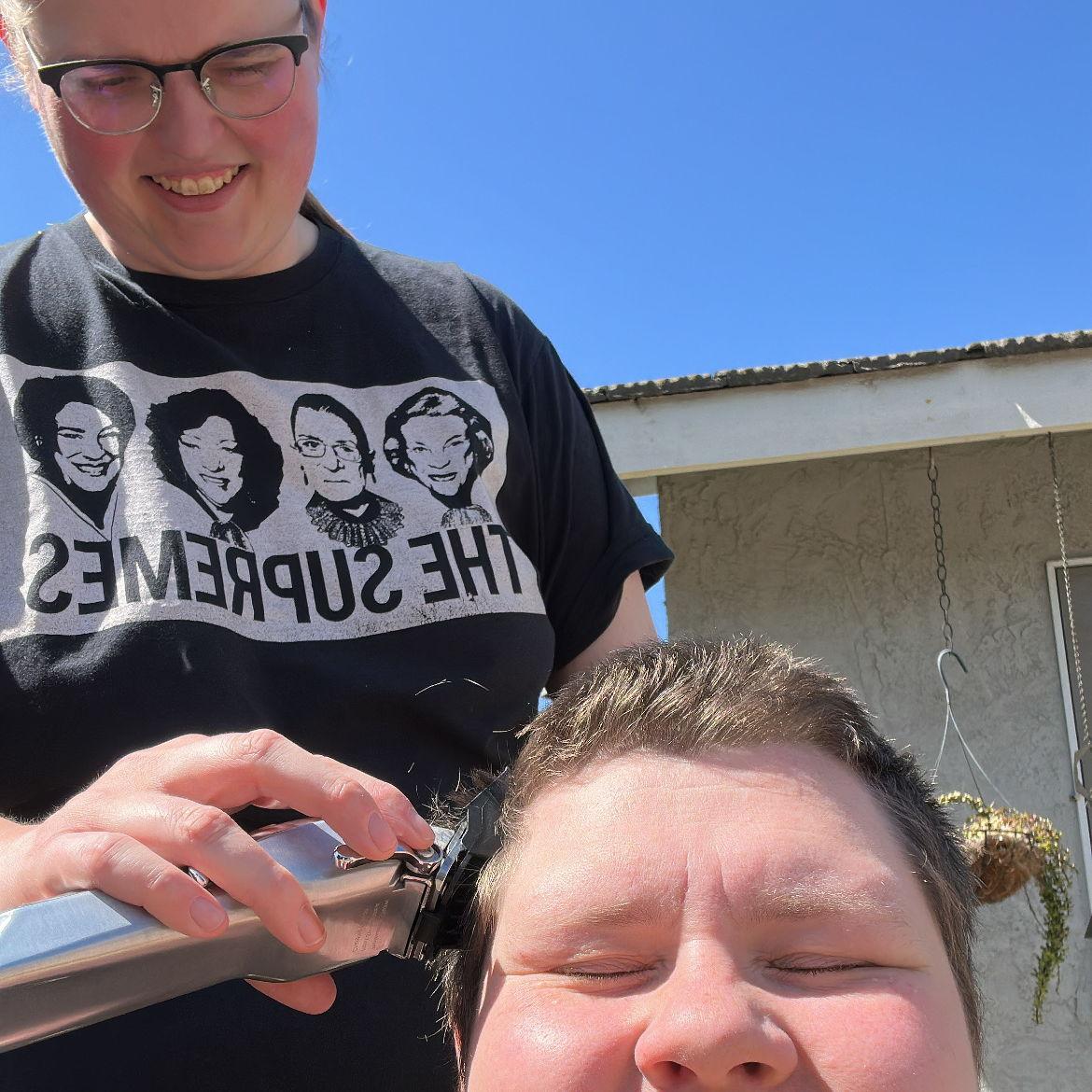 Noelle could have been a barber in another life. She also cuts her dad’s hair from time to time!