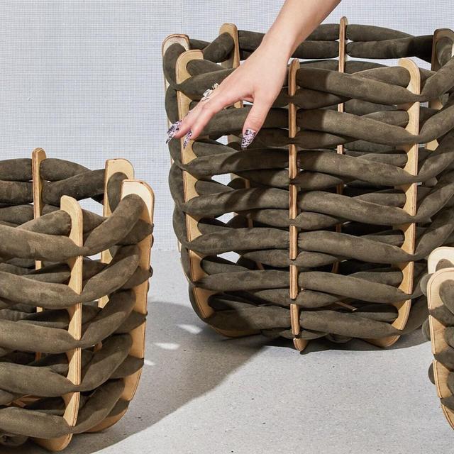 Woven baskets in Army Green Suede, small basket, big baskets, Bedroom Basket, storage basket, modern basket, grey basket, woven basket