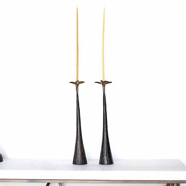 Bronze Flower Candle Holders