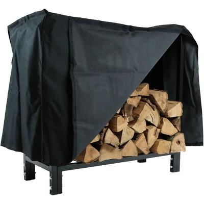 Sunnydaze Outdoor Steel Firewood Log Rack Holder with Cover