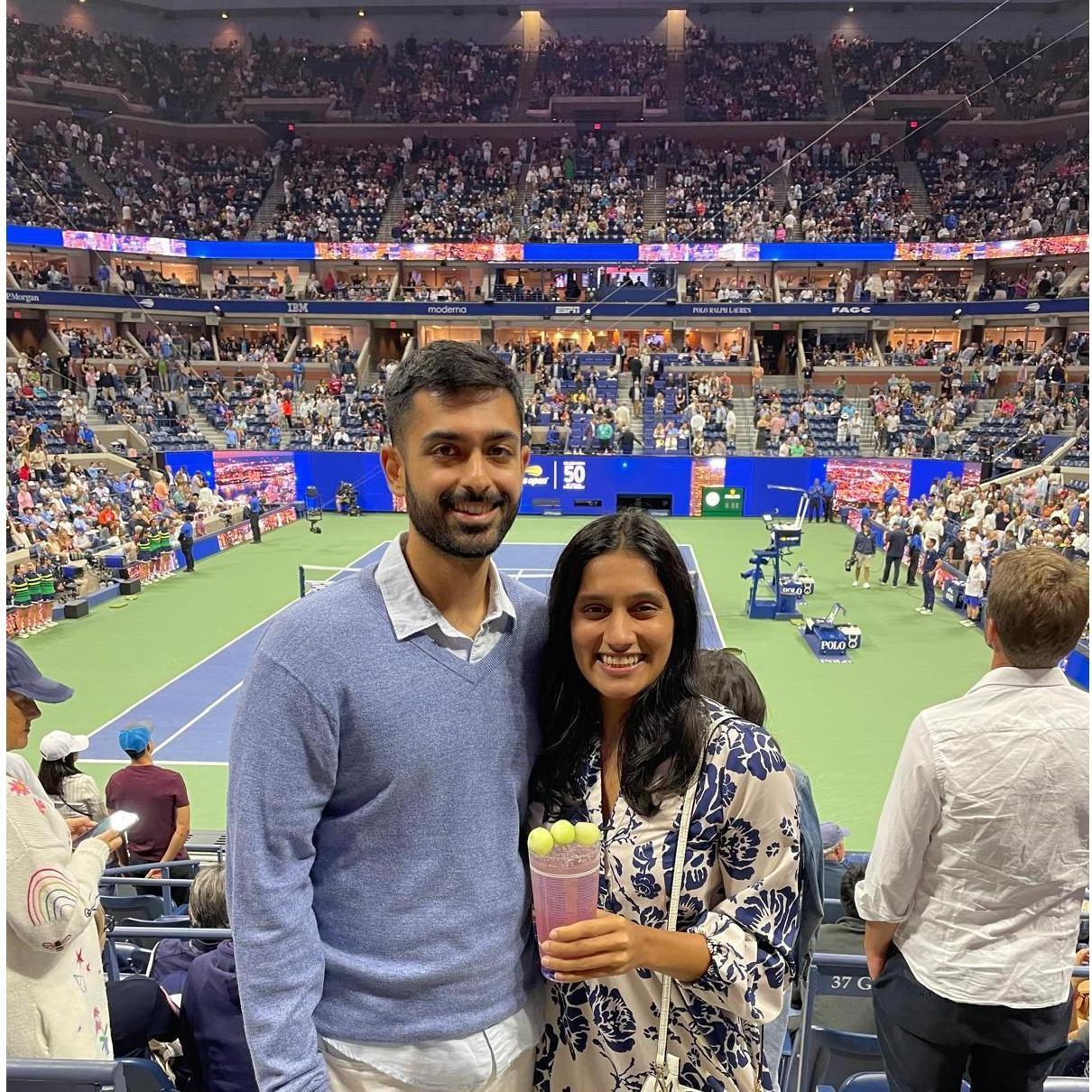 When she spoils me by taking my to the US open "almost" box seats.