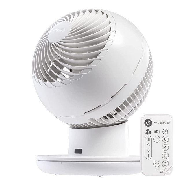 IRIS USA WOOZOO Oscillating Fan, Vortex Fan, DC Motor Quiet and Eco Friendly, 22 dB on Low, 6-in-1 Fan w/ Remote/ Timer/ Multi Oscillation/ 8 Speed Settings, 82 ft Max Air Distance, Medium, White