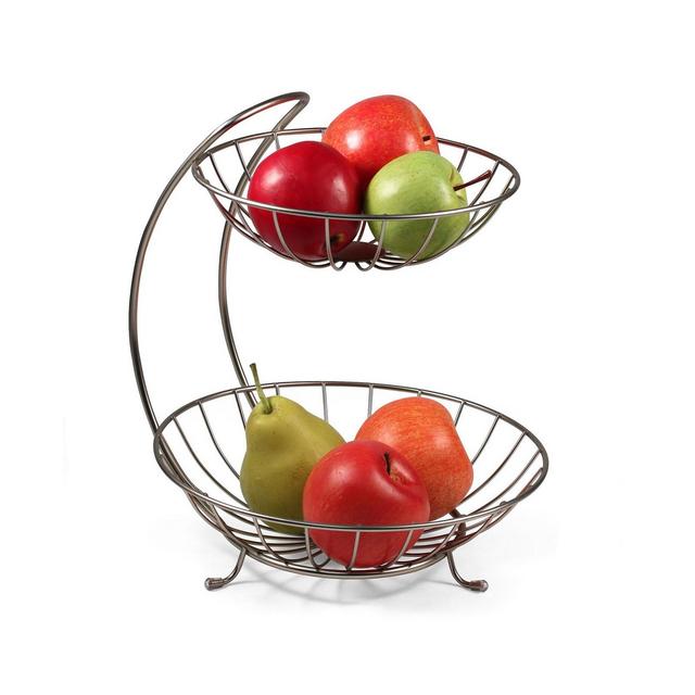 Spectrum Diversified Yumi 2-Tier Server Sturdy Steel Stacked Fruit Bowls