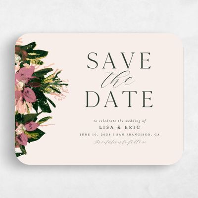 Beige Rounded Wedding Save the Date - Bloomsbury Landscape Foil