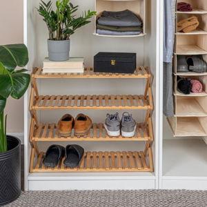 Household Essentials - 4-Tier Bamboo Shoe Rack