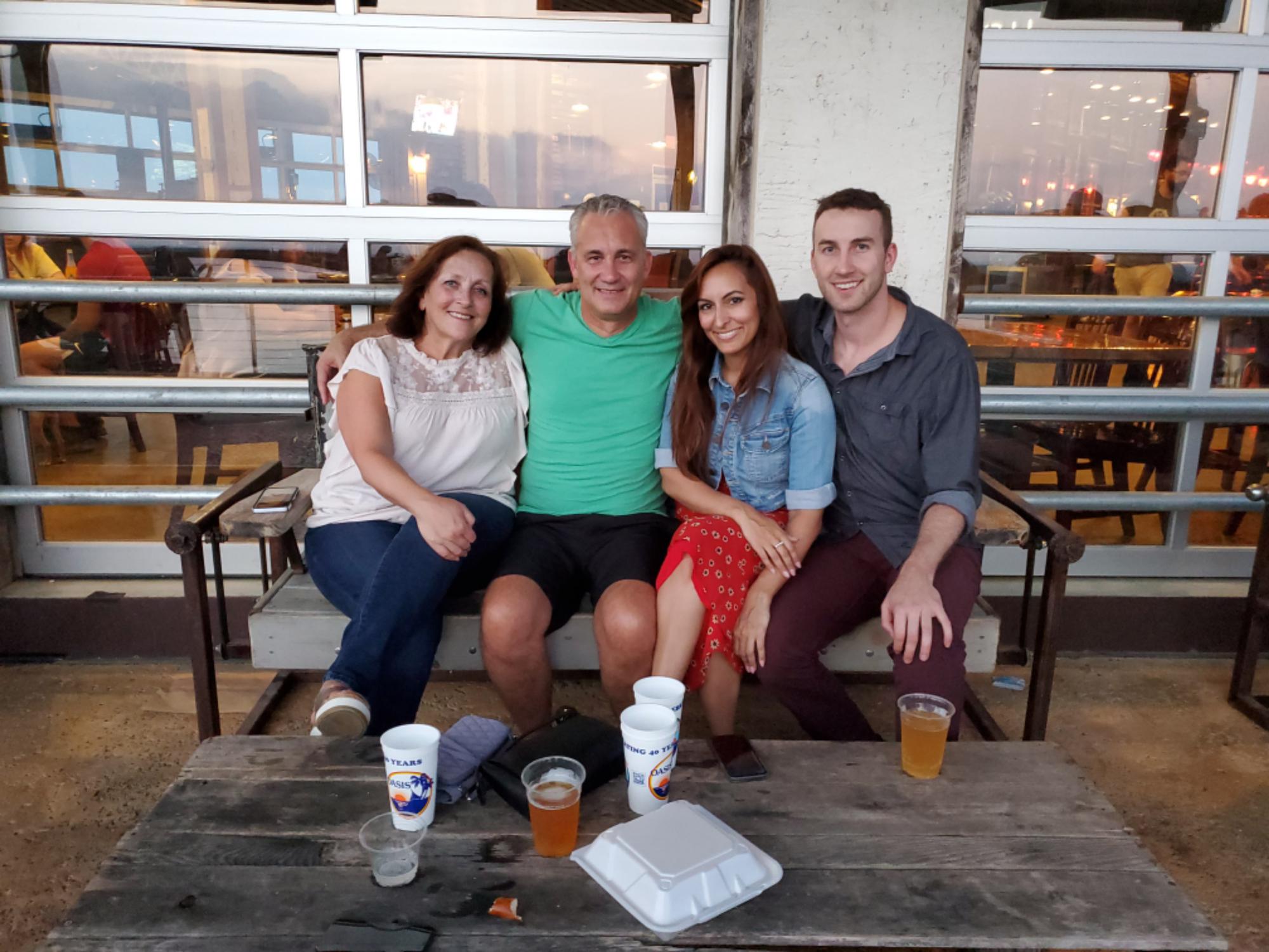 Scott and Patty visit us and we enjoy beer at the Oasis in Austin.