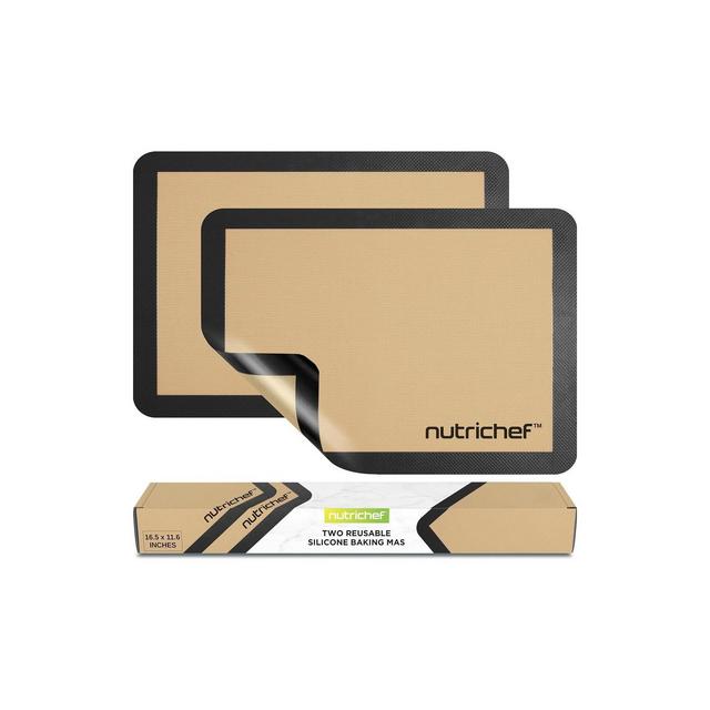 Nutrichef 2 - Pc Silicone Baking Mats - Brown & Black