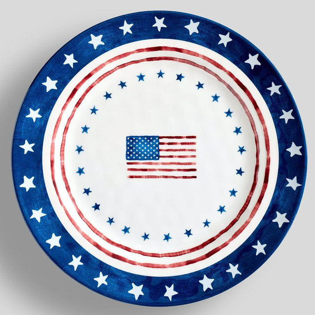 Cabana Americana Bunting Outdoor Melamine Dinner Plates, Set of 4 - Multi