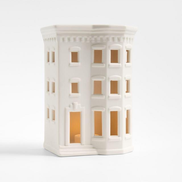 White Ceramic Holiday Queen Anne Brownstone