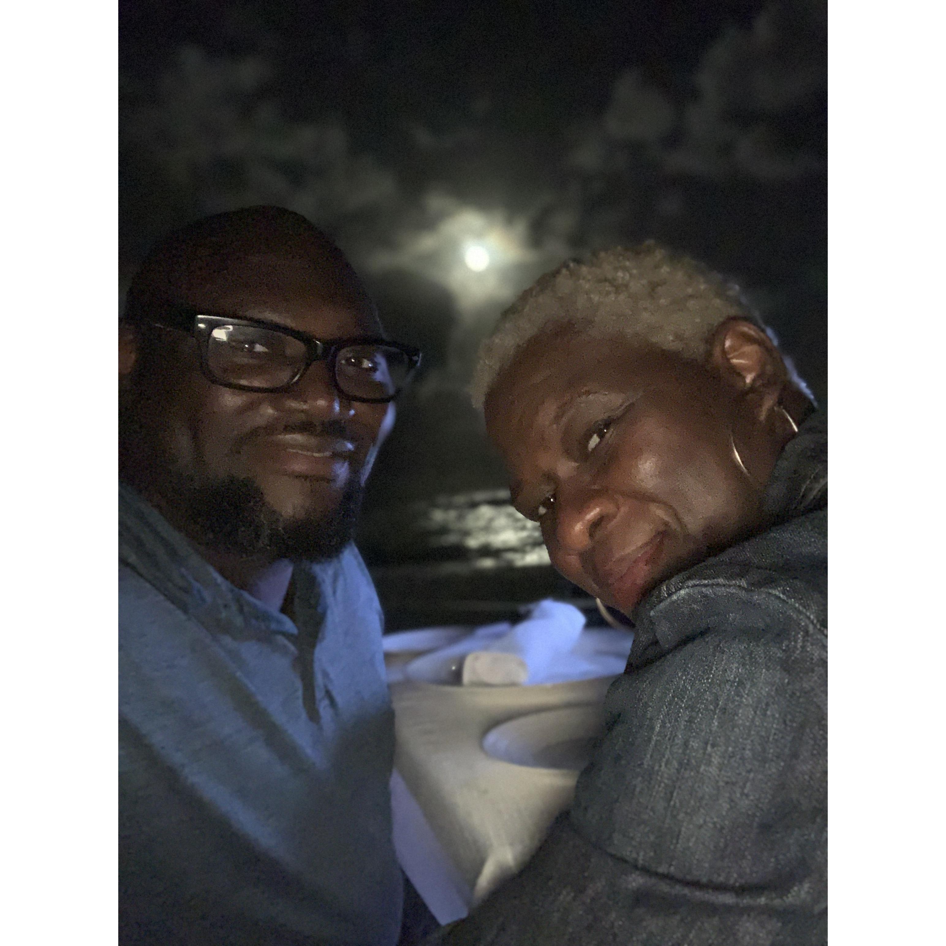 Nighttime dinner on the beach in Cancun (Dec. 2020)