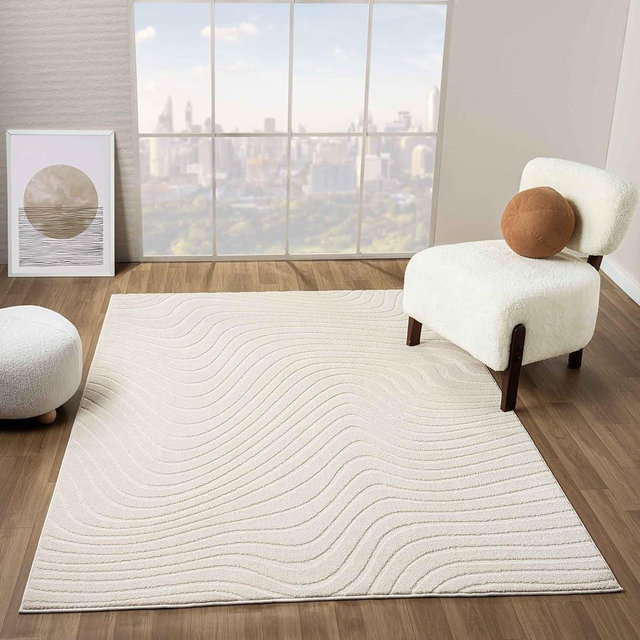 LUXE WEAVERS Grayson Collection 5930 Cream 8x10 Modern Abstract Area Rug