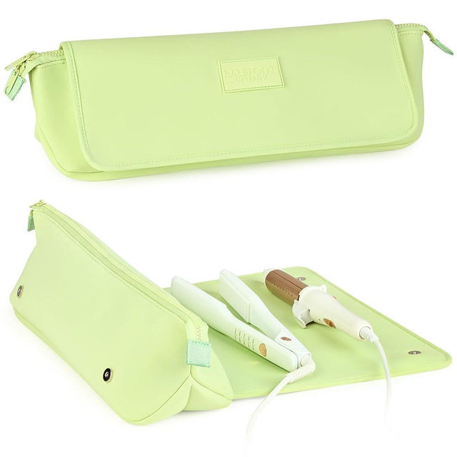 BAREFOOT CARIBOU Hair Tools Travel Bag and Heat Resistant Mat for Flat Irons, Straighteners, Curling Iron, and Haircare Accessories, 2-in-1 design, with Interior Pockets, Portable Organizer