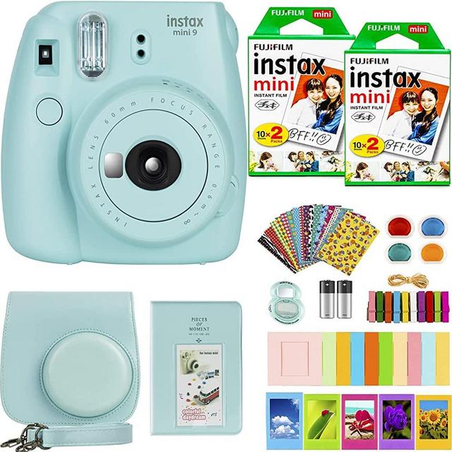 Fujifilm Instax Mini 9 Instant Camera + Fujifilm Instax Mini Film (40 Sheets) Bundle with Deals Number One Accessories Including Carrying Case, Color Filters, Kids Photo Album + More (Ice Blue)