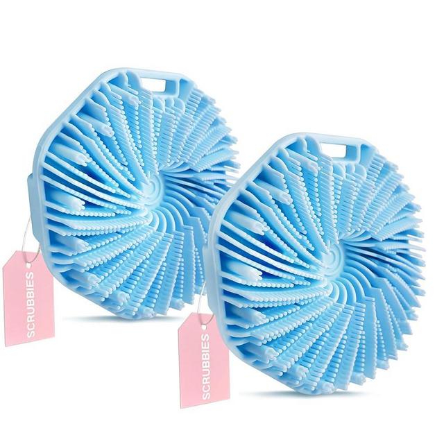SCRUBBIES™ for Body,Food-Grade Soft Silicone, Body Scrubber Shower Brush Handheld Men and Women,Fit Sensitive Skin ，Gentle Exfoliating.2-Pack（Blue Standard Size）