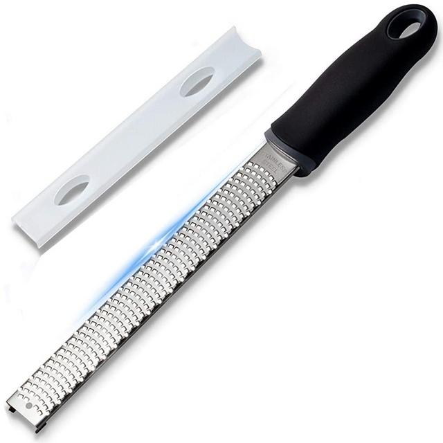 Citrus Lemon Zester & Cheese Grater - Parmesan Cheese, Lemon, Ginger, Garlic, Nutmeg, Vegetables, Fruits - Razor-sharp Stainless Steel Blade Protective Cover, Dishwasher Safe