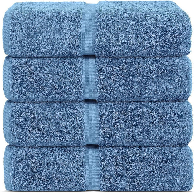 Chakir Turkish Linens 100% Cotton Premium Turkish Towels for Bathroom | 30'' x 60'' Large Bath Towels (4 Piece, Wedgewood)