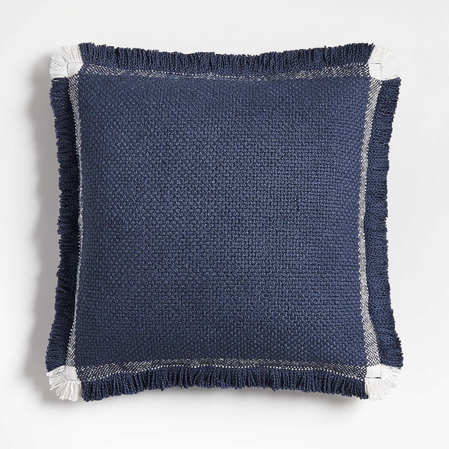 Weekend Cotton 23"x23" Deep Indigo Blue Throw Pillow Cover