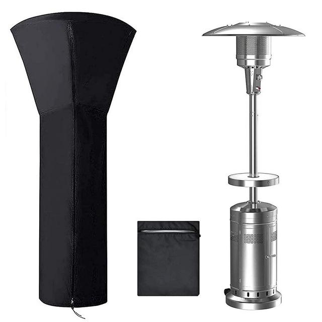 ANSTROUT 420D Patio Heater Cover Waterproof with Zipper, Outdoor Patio Propane Heater Cover with Storage Bag 24 Months of Use Size: 89”H x 33”Dx19”B Round Patio Heater Cover for Bad Weather (Black)