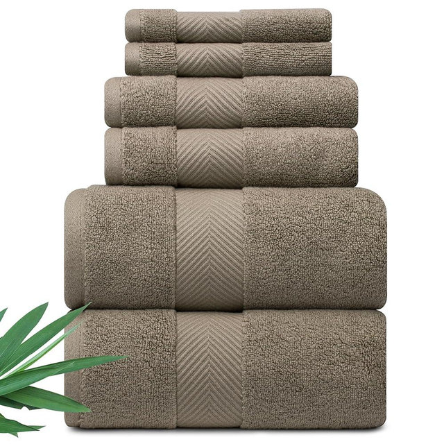 Alusa Home Ultra Soft & Plush Viscose from Bamboo Bath Towels - 700 GSM Luxury Bath Towels - 6 Piece Set - Super Absorbent & Quick Drying (Taupe)