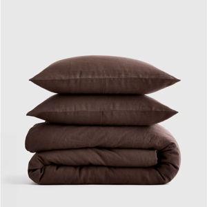 European Linen Duvet Cover Set in Espresso