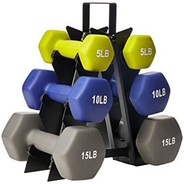 AmazonBasics Neoprene Dumbbell Pairs and Sets with Stands