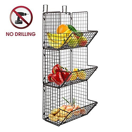 Hanging fruit basket rustic shelves Metal Wire Tier Wall Mounted over the door organizer Kitchen Fruit Produce Bin Rack Bathroom Towel Baskets fruit stand produce storage rustic Z Basket Collection