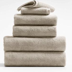 Organic Turkish Cotton Ivory Bath Towels, Set of 6 : Taupe