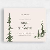 Green Wedding Save the Date - Woodland Forest