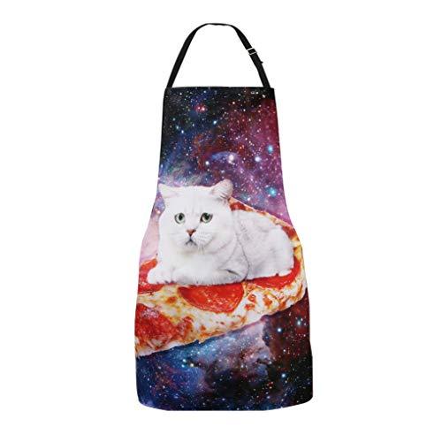 Zeronal Funny Baking Apron Pizza Cat Space– Novelty Cooking Chef Gift for Men – Women Baking Gift Full BBQ Grilling Kitchen Apron