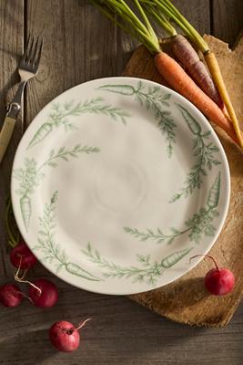 Bunny Toile Carrot Stoneware Dinner Plate