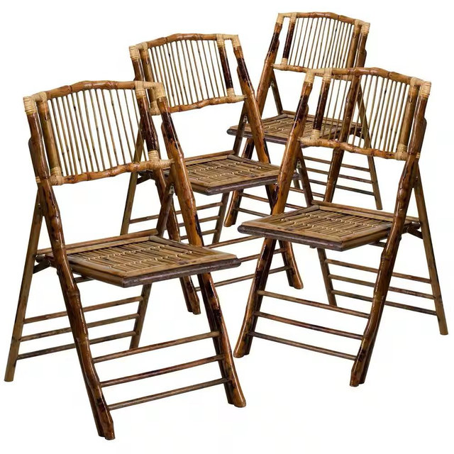 Carnegy Avenue Bohemian Bamboo Folding Dining Chairs with Curved Backs Modern Bamboo Folding Chairs for Dining and Events Set of 4