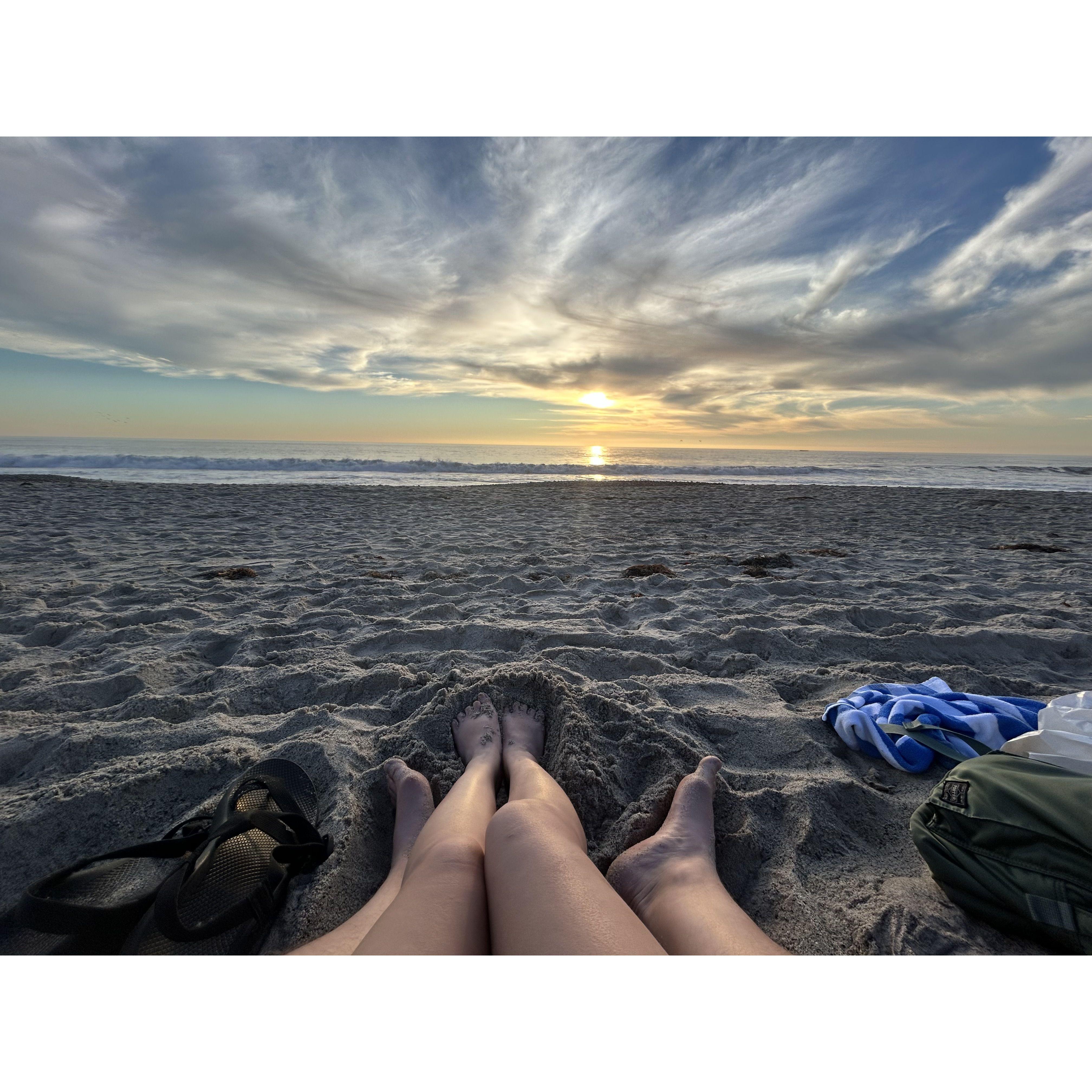 Obligatory photo of hot dog legs in the sand at San Clemente beach! =D