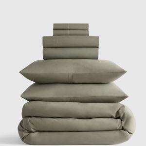 Classic Organic Percale Deluxe Bedding Bundle - Queen, Dried Sage