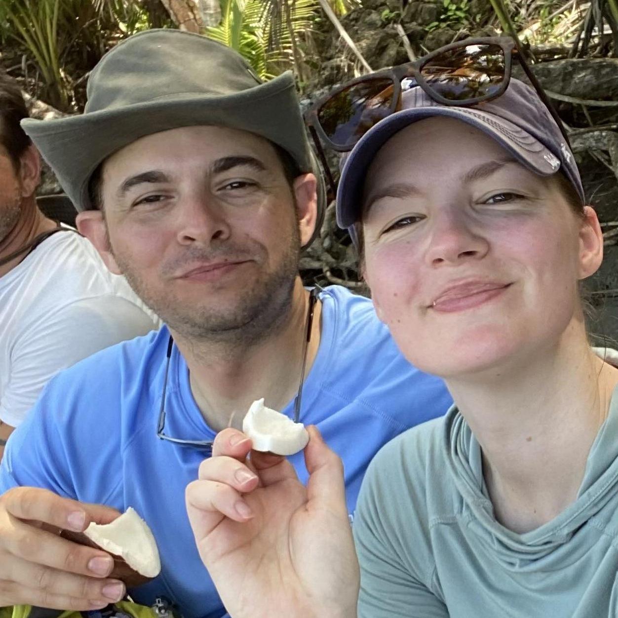 Enjoying some fresh coconut on a hike in Costa Rica!