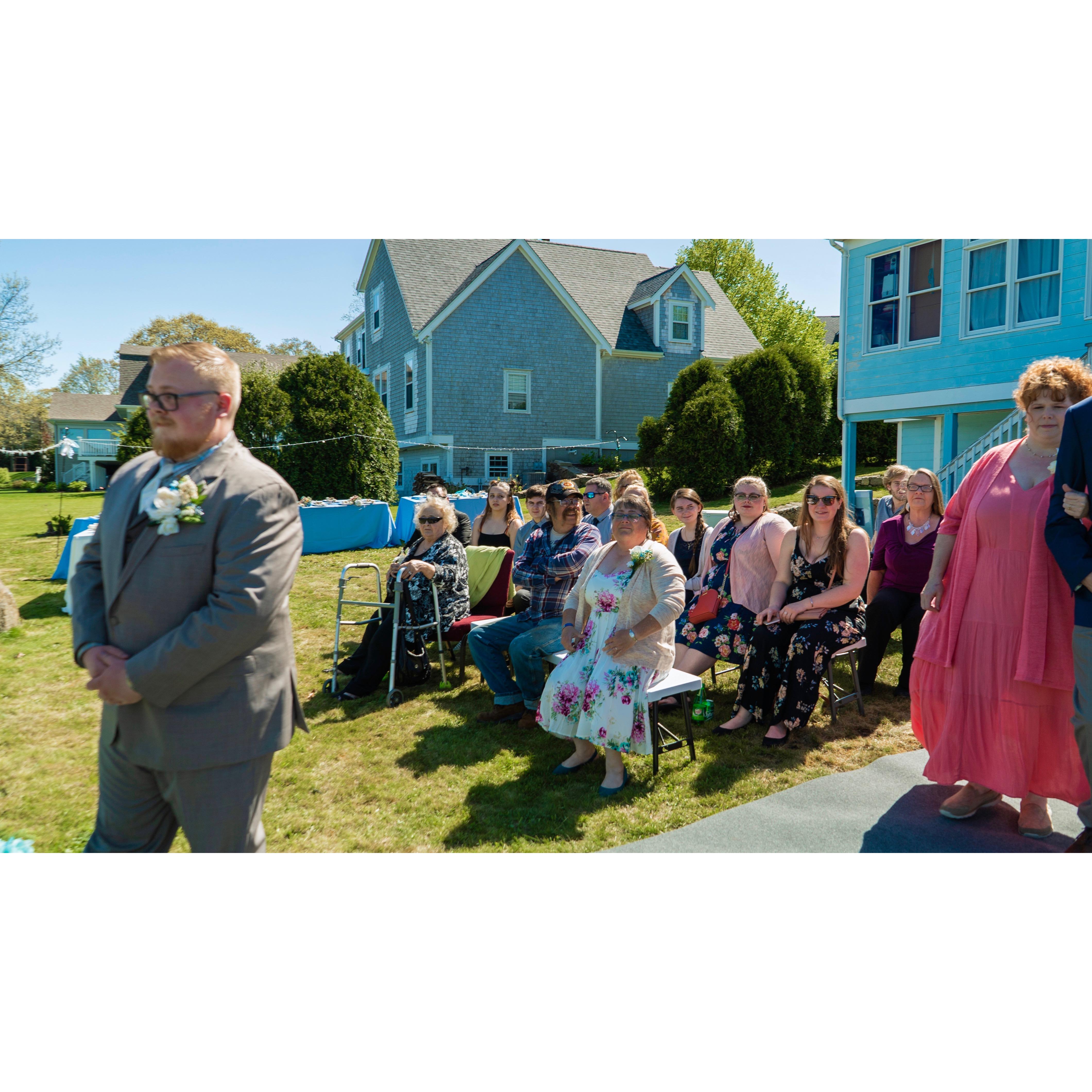 Family and friends being seated for the ceremony
