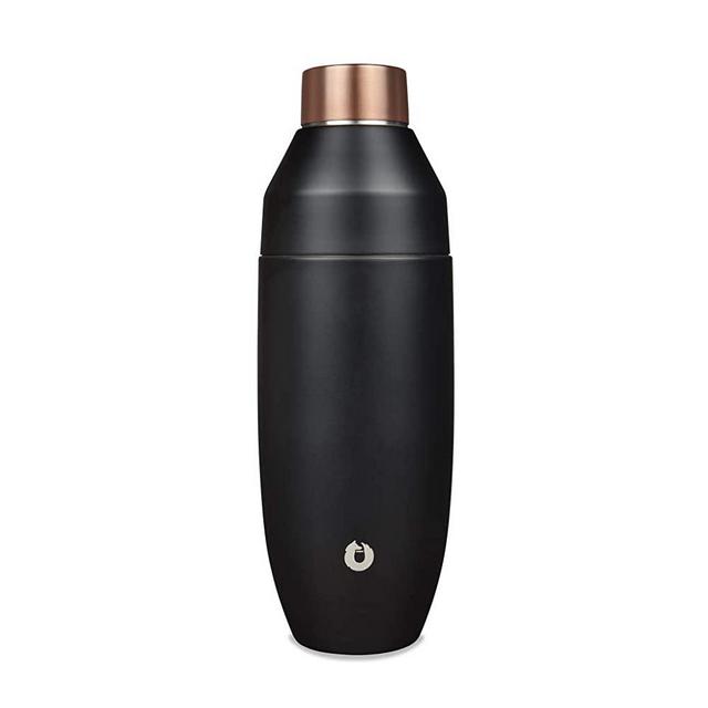 SNOWFOX Double Wall Insulated Stainless Steel Cocktail Shaker, 24-Ounce, Black/Gold